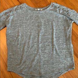 Express Gray sweater with shoulder detail
